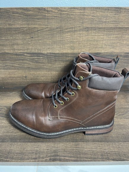 Club Room Mens Lace-Up Faux Leather Dress Chukka Boot 10.5M Lace Up Westin Tan - Picture 6 of 9